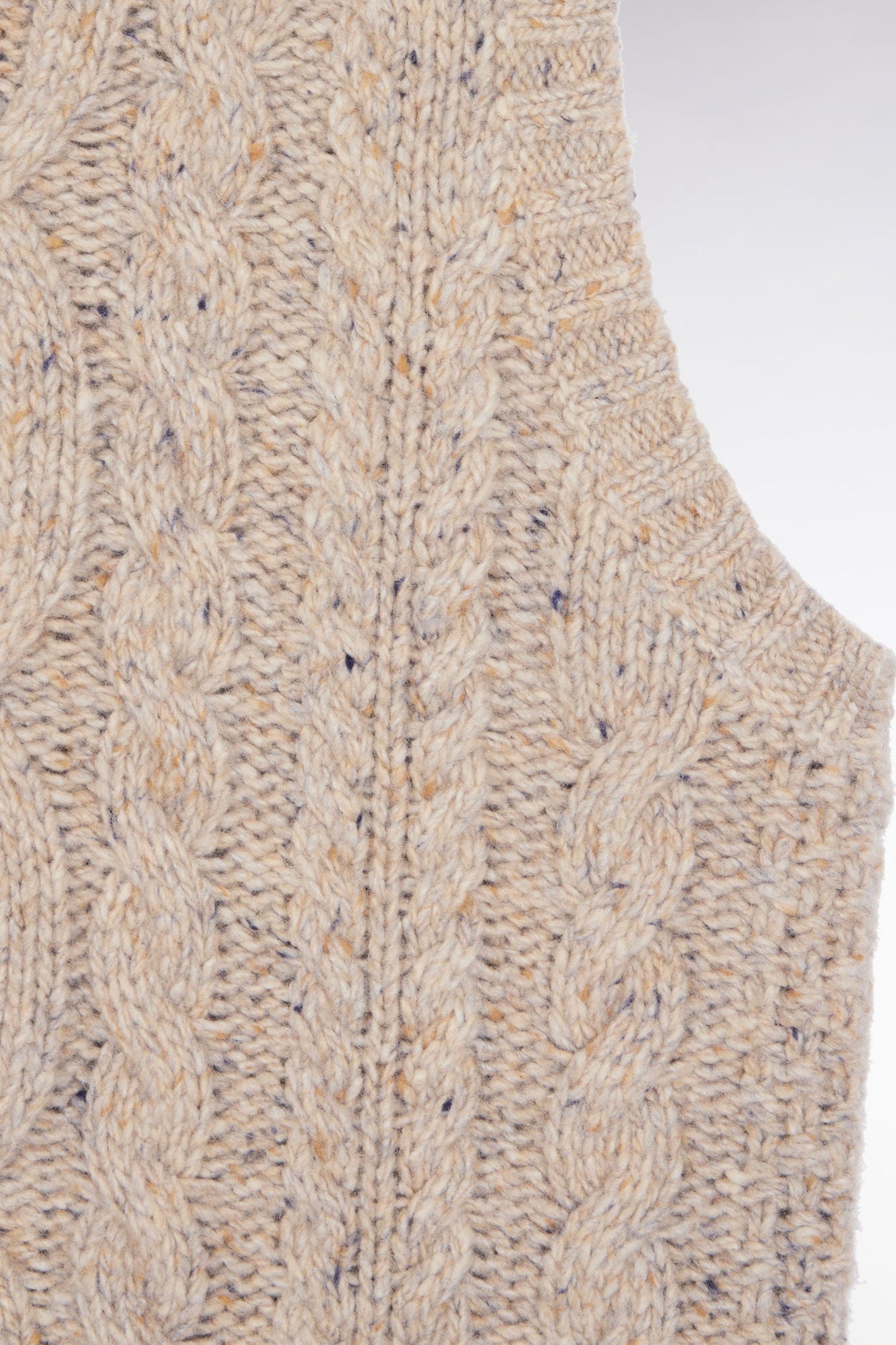Pull à torsades sans manches en laine vierge mélangée beige coupe Relaxed