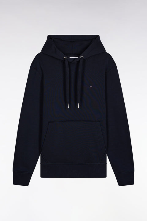 Sweatshirt à capuche en coton marine coupe droite - Image 2