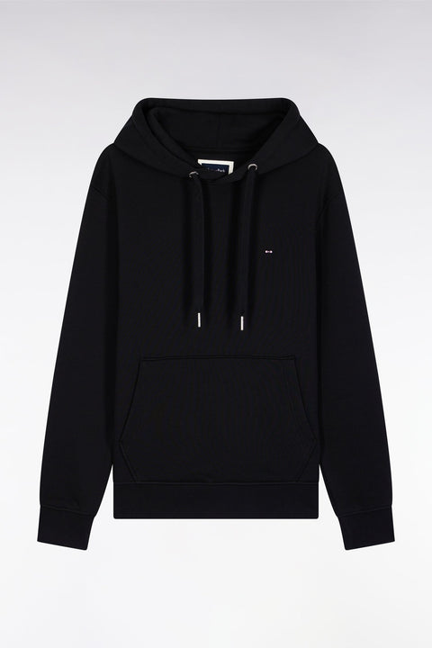 Sweatshirt à capuche en coton noir coupe droite - Image 2