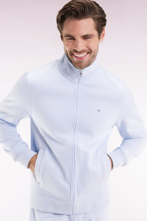 Sweatshirt zippé en coton ciel coupe droite - Image 3