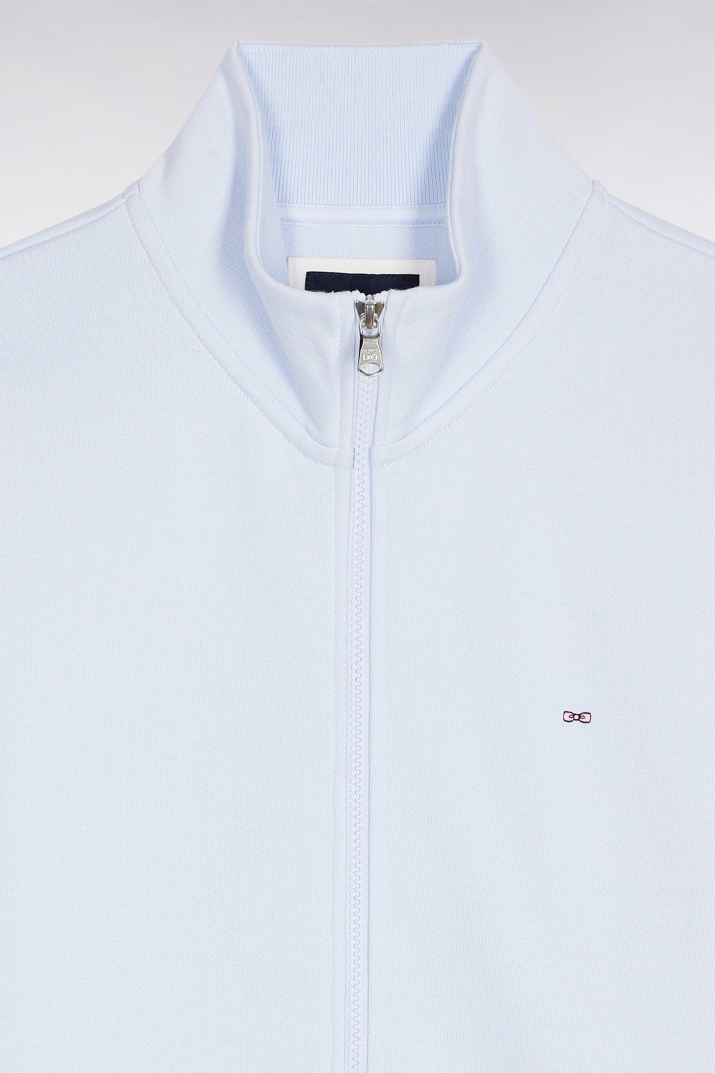Sweatshirt zippé en coton ciel coupe droite