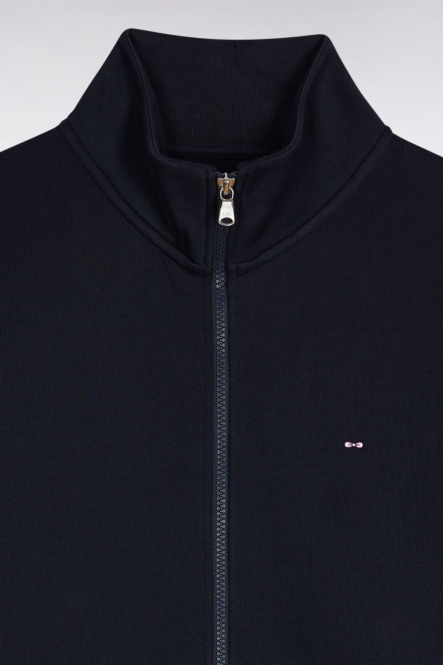 Sweatshirt zippé en coton marine coupe droite