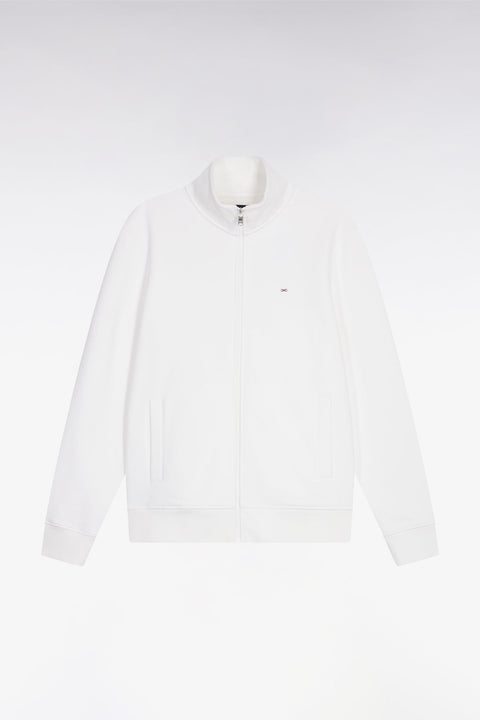 Sweatshirt zippé en coton blanc coupe droite - Image 2