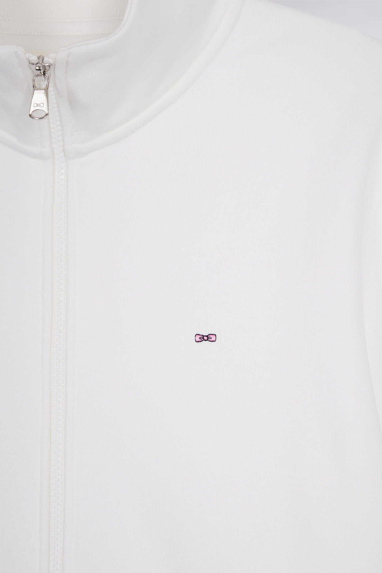 Sweatshirt zippé en coton blanc coupe droite