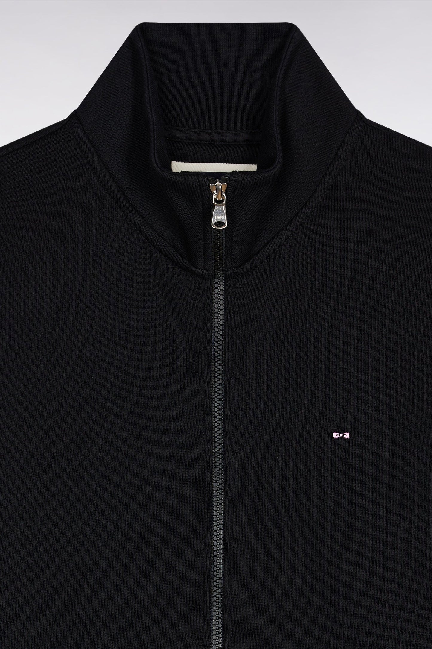 Sweatshirt zippé en coton noir coupe droite