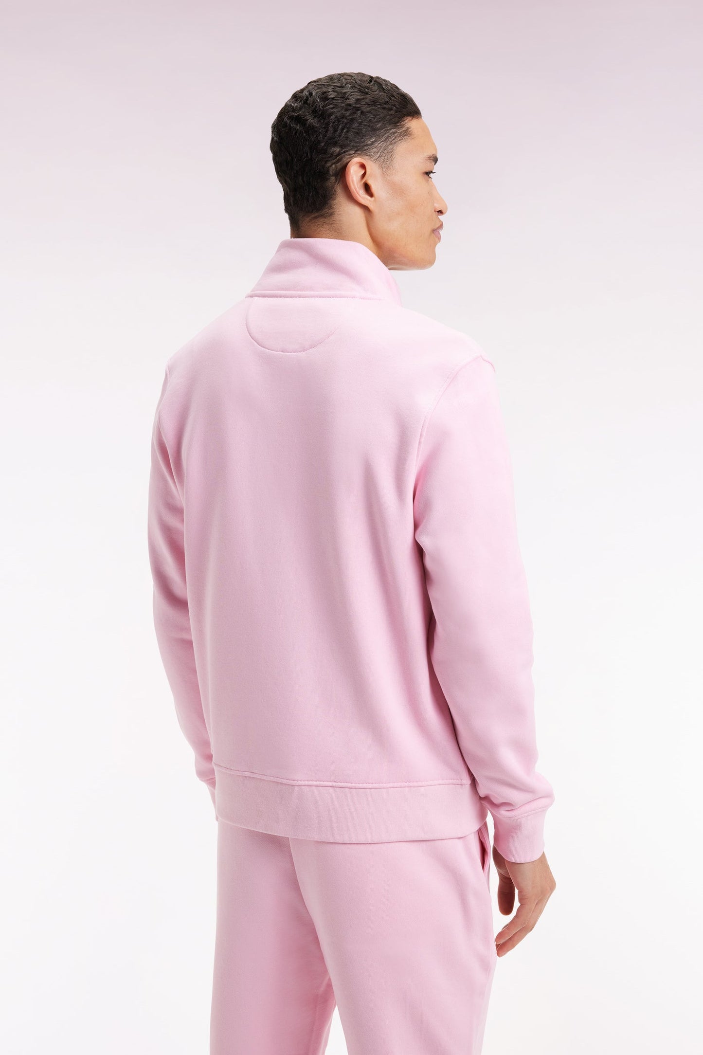 Sweatshirt zippé en coton rose coupe droite