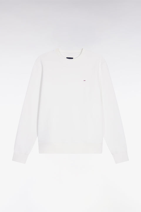 Sweatshirt à col rond en coton blanc coupe droite - Image 2