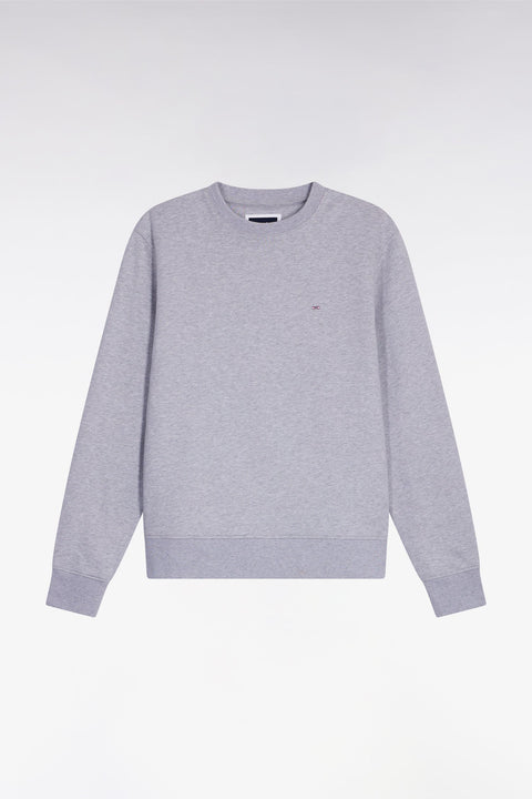 Sweatshirt à col rond en coton gris coupe droite - Image 2