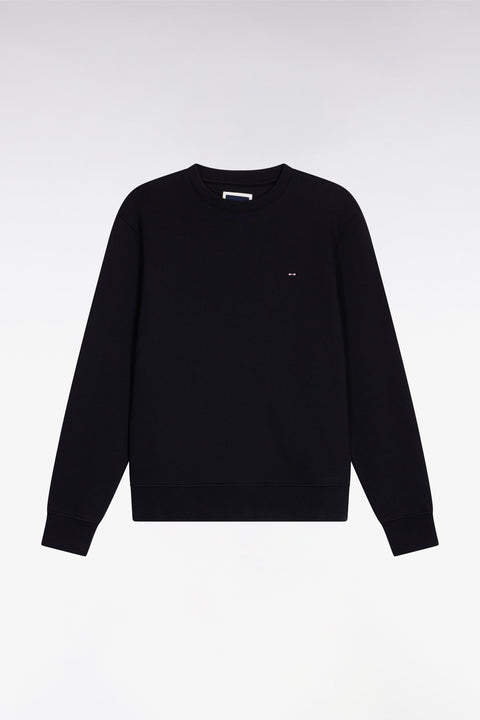 Sweatshirt à col rond en coton noir coupe droite - Image 2