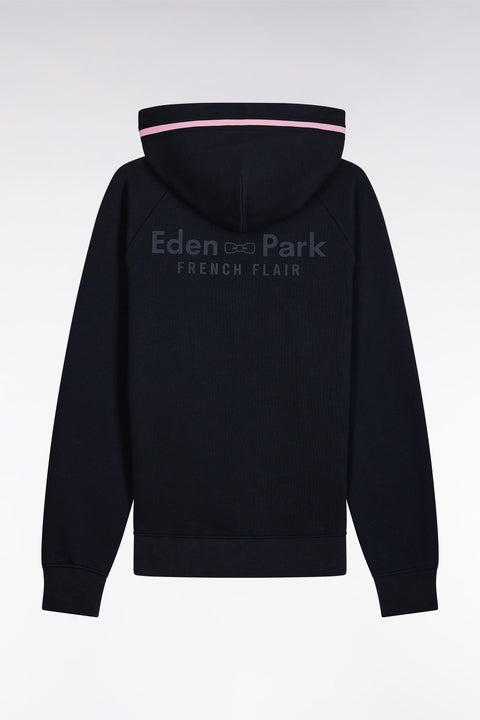 Sweatshirt à capuche en molleton coton mélangé marine coupe Relaxed - Image 2