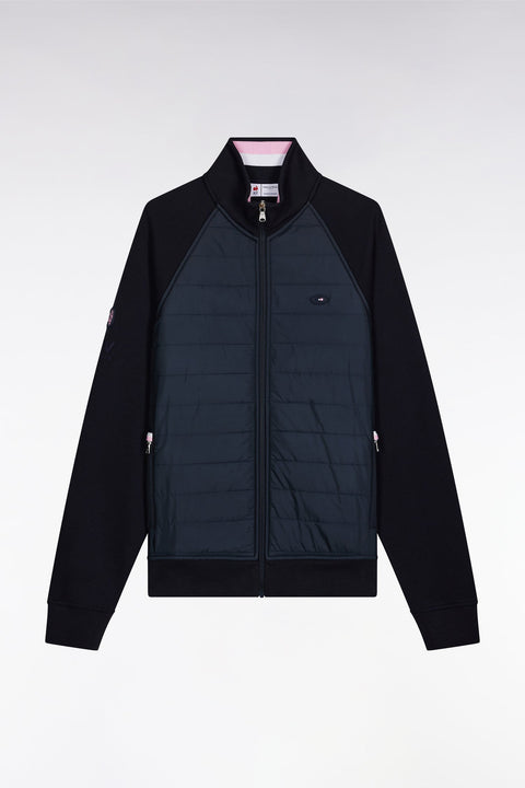 Sweatshirt zippé bimatière marine coupe droite - Image 2