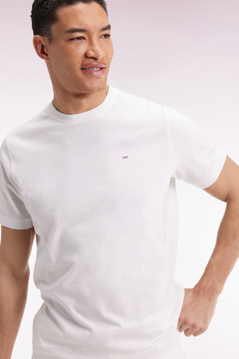 T-shirt à manches courtes broderie dos en coton Pima écru - Image 3