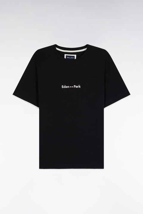 T-shirt à manches courtes broderie Eden Park en coton noir - Image 2