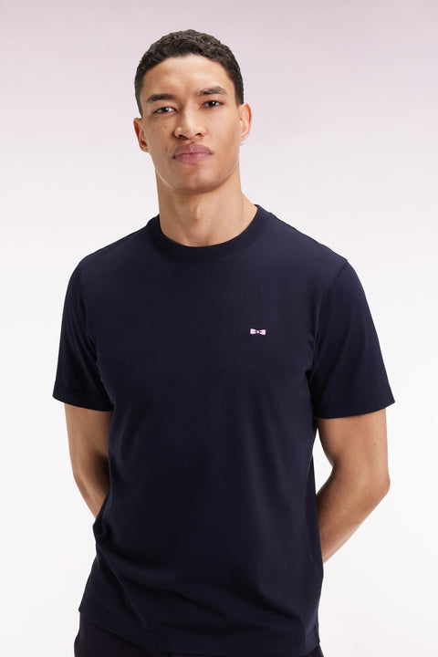 T-shirt à manches courtes dos brodé en coton marine - Image 3