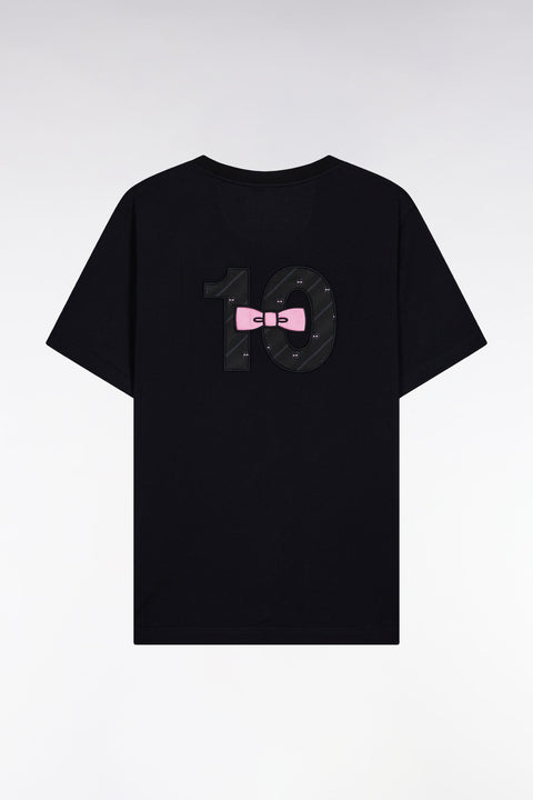 T-shirt à manches courtes dos brodé en coton noir - Image 2