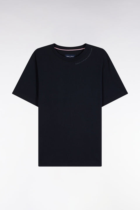 T-shirt à manches courtes en coton marine à logo - Image 2