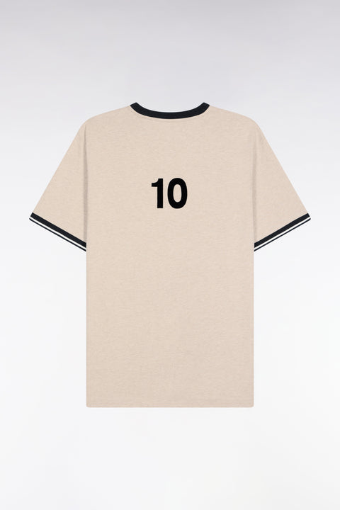 T-shirt à manches courtes en coton beige et marine Nouvelle Zélande - Image 2