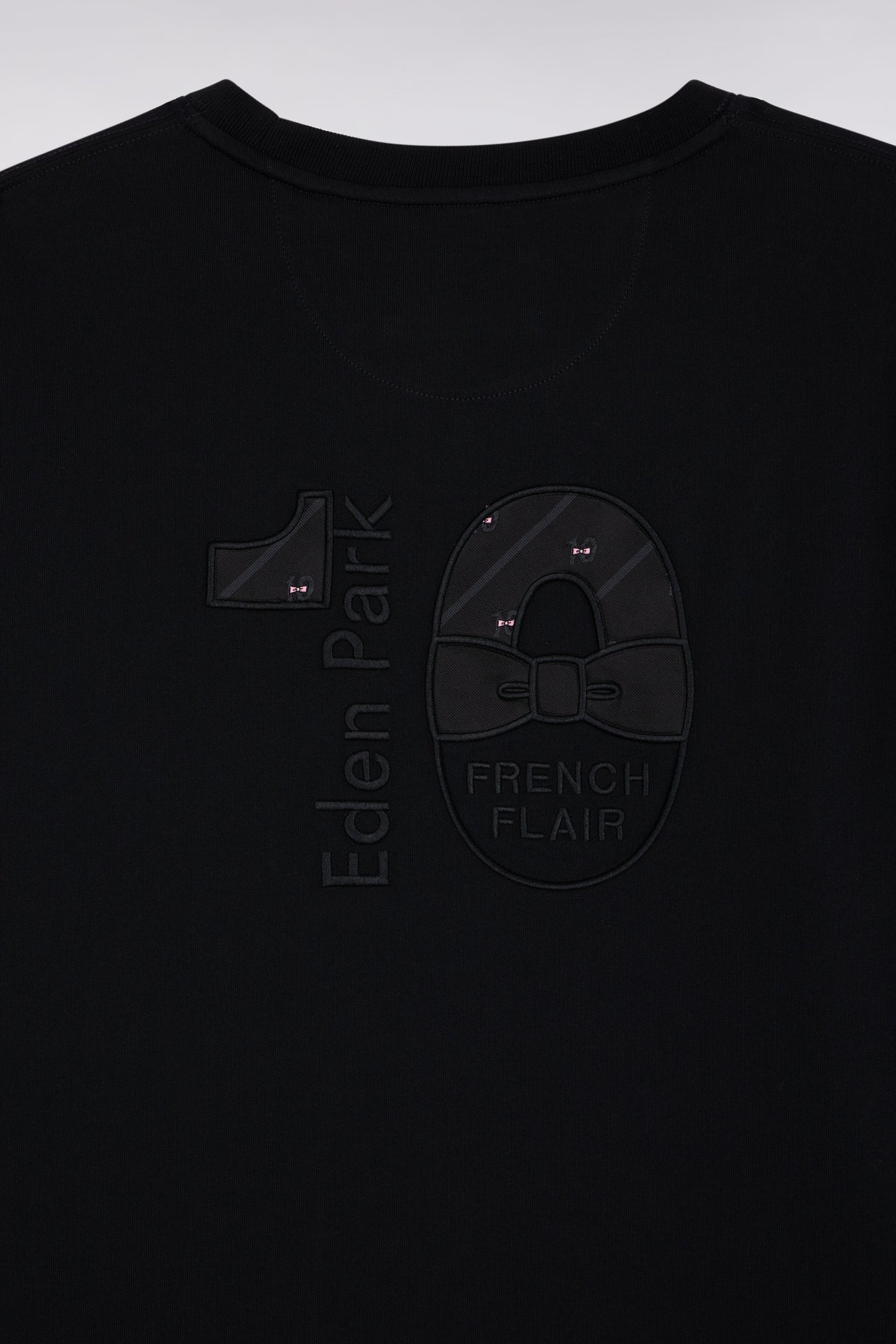 T-shirt col rond à manches longues en coton noir