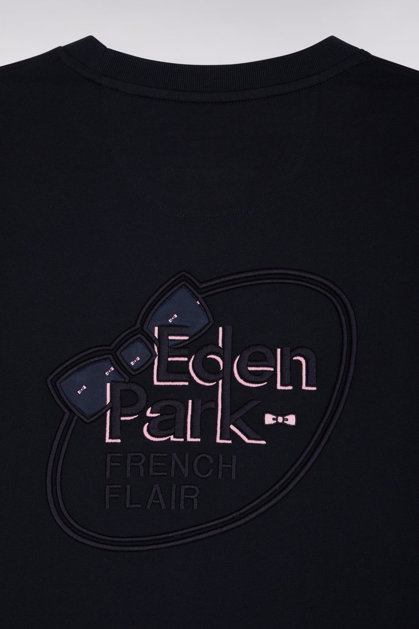 T-shirt à manches longues en coton marine colorblock rose