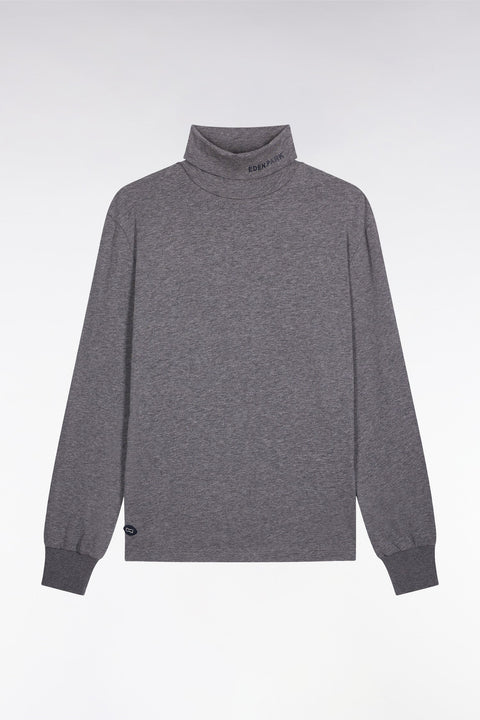 T-shirt col roulé à manches longues en coton stretch gris - Image 2