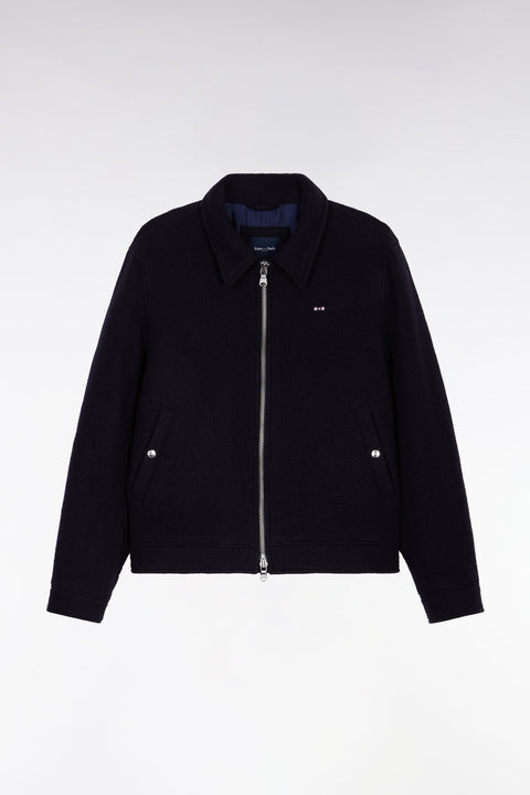 Blouson en laine bouillie mélangée marine - Image 2