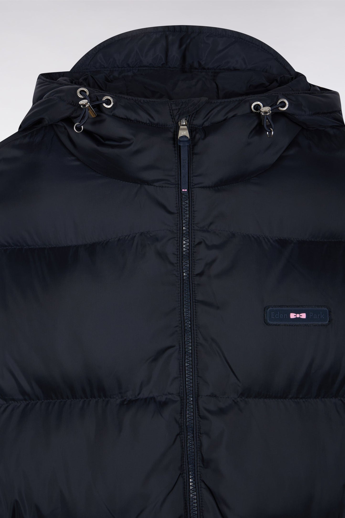 Doudoune longue en nylon matelassé marine