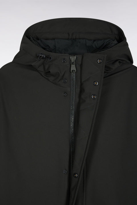 Parka longue en nylon kaki à capuche intégrée - Image 2