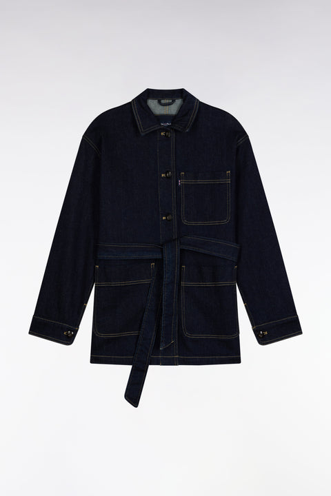 Surchemise ceinturée en denim stretch brut coupe Oversized - Image 2