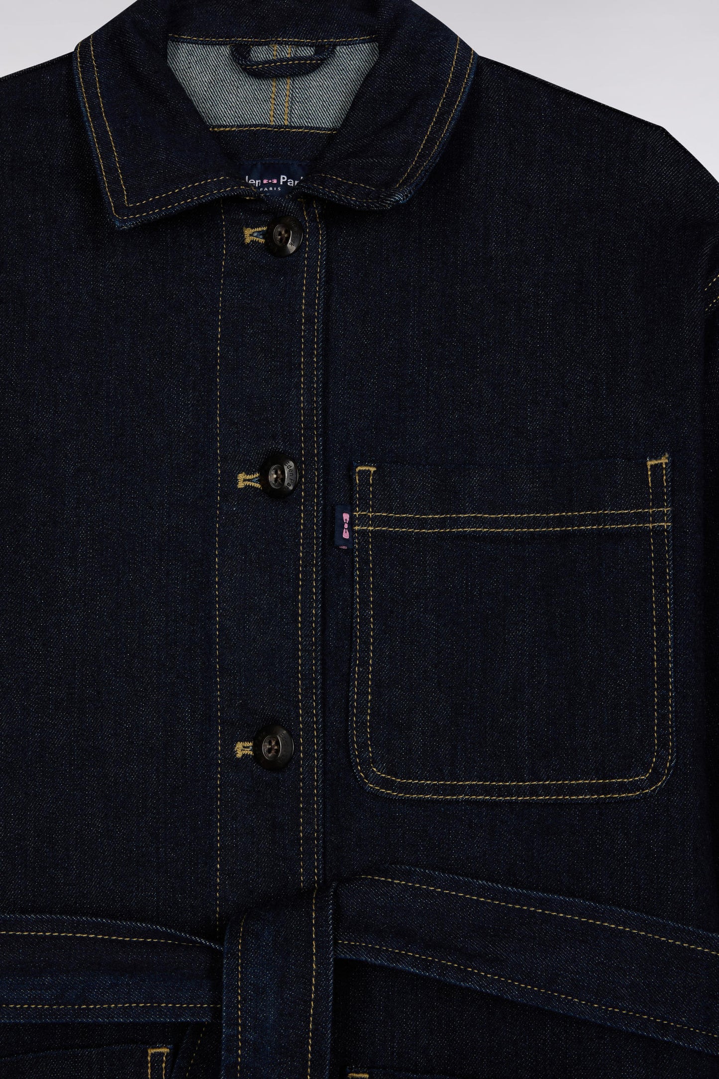 Surchemise ceinturée en denim stretch brut coupe Oversized