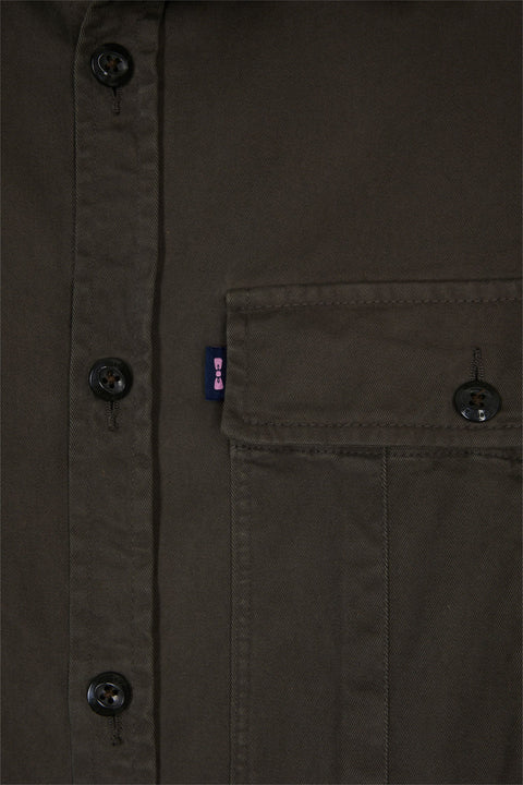 Surchemise en twill de coton stretch kaki à poches plaquées - Image 2