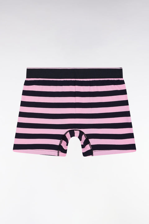 Boxer en jersey de coton rayé marine et rose - Image 3
