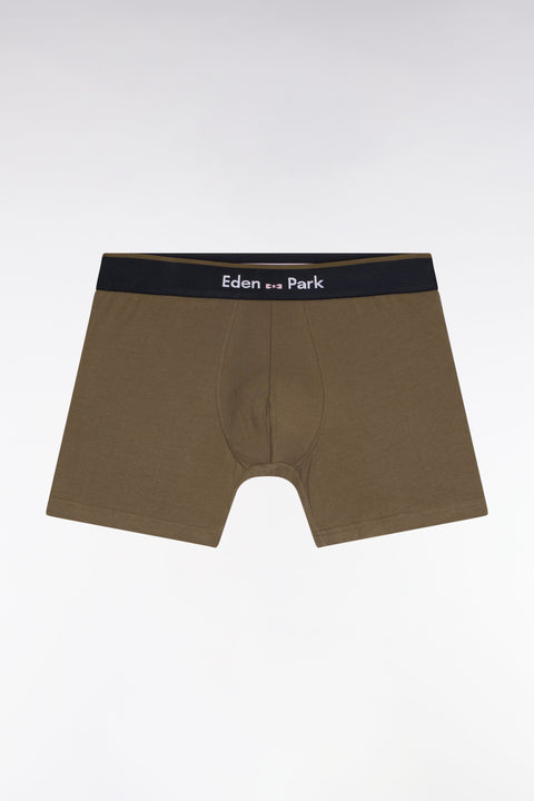Boxer en jersey de coton kaki à bande contrastée - Image 1