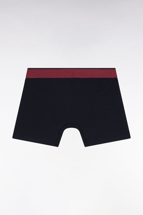 Boxer en jersey de coton colorblock marine et bordeaux - Image 3