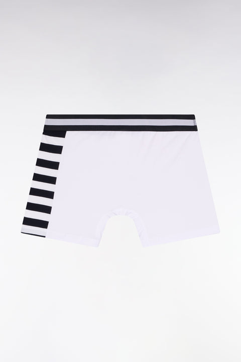 Boxer en jersey de coton blanc à détail rayé - Image 2