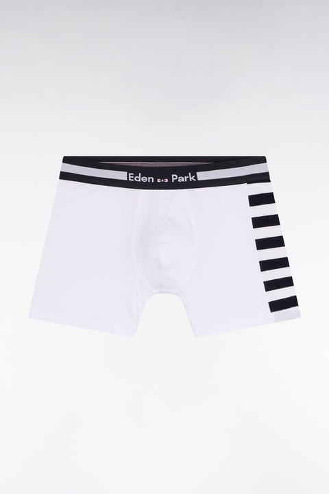 Boxer en jersey de coton blanc à détail rayé - Image 1