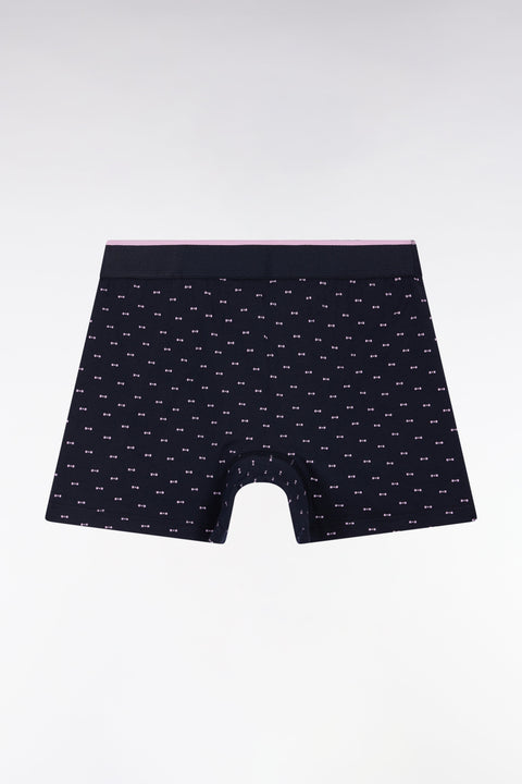 Boxer en jersey de coton micro-motifs nœuds papillon marine - Image 2
