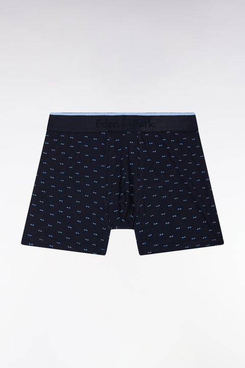 Boxer en jersey de coton micro-motifs nœuds papillon bleu - Image 1