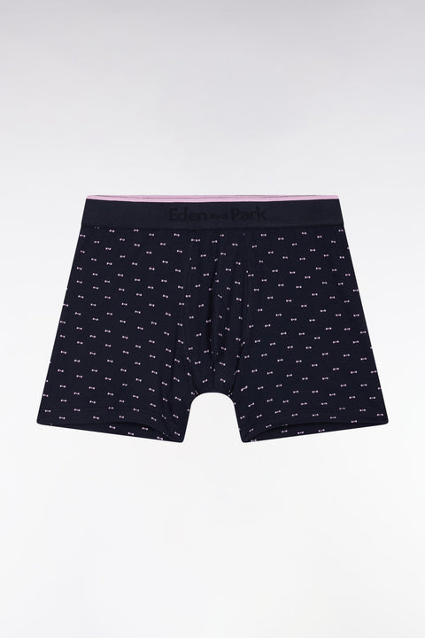 Boxer en jersey de coton micro-motifs nœuds papillon marine - Image 1