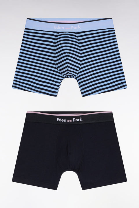 Lot de deux boxers en jersey de coton stretch marine et ciel - Image 1