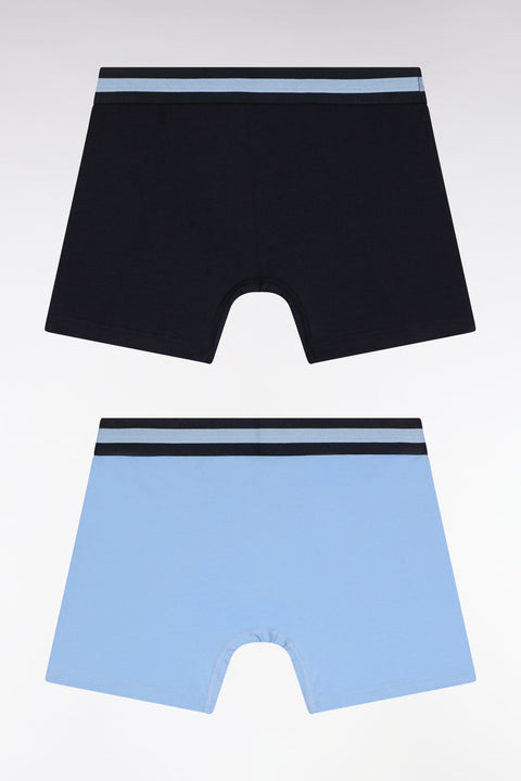Lot de deux boxers en jersey de coton stretch marine et ciel - Image 2