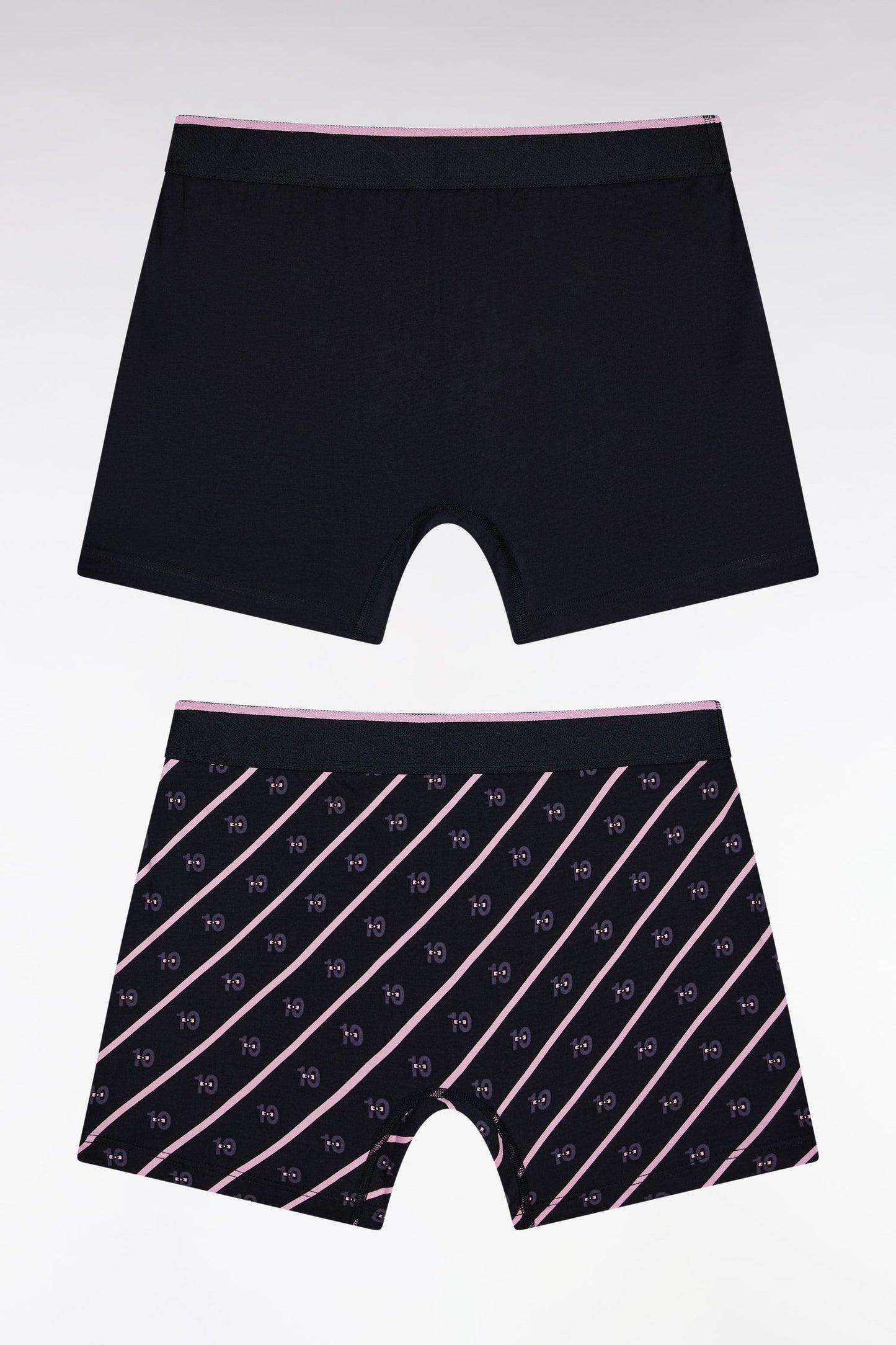 Lot de deux boxers en jersey de coton stretch uni et micro-motifs marine
