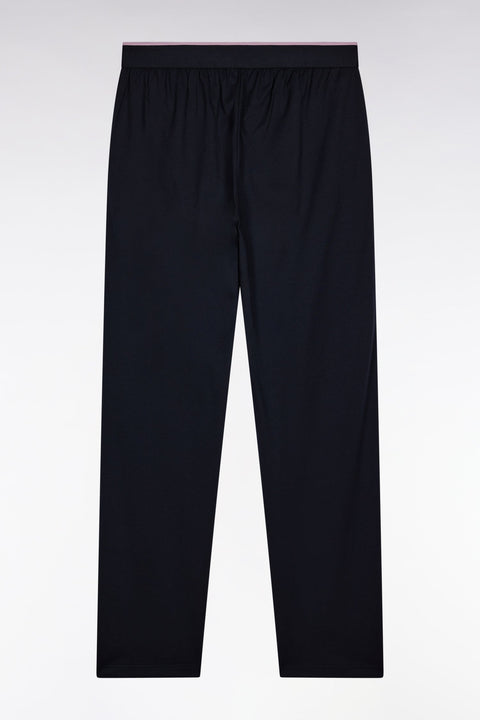 Pyjama long en jersey de coton uni noir et gris passepoils noirs - Image 3