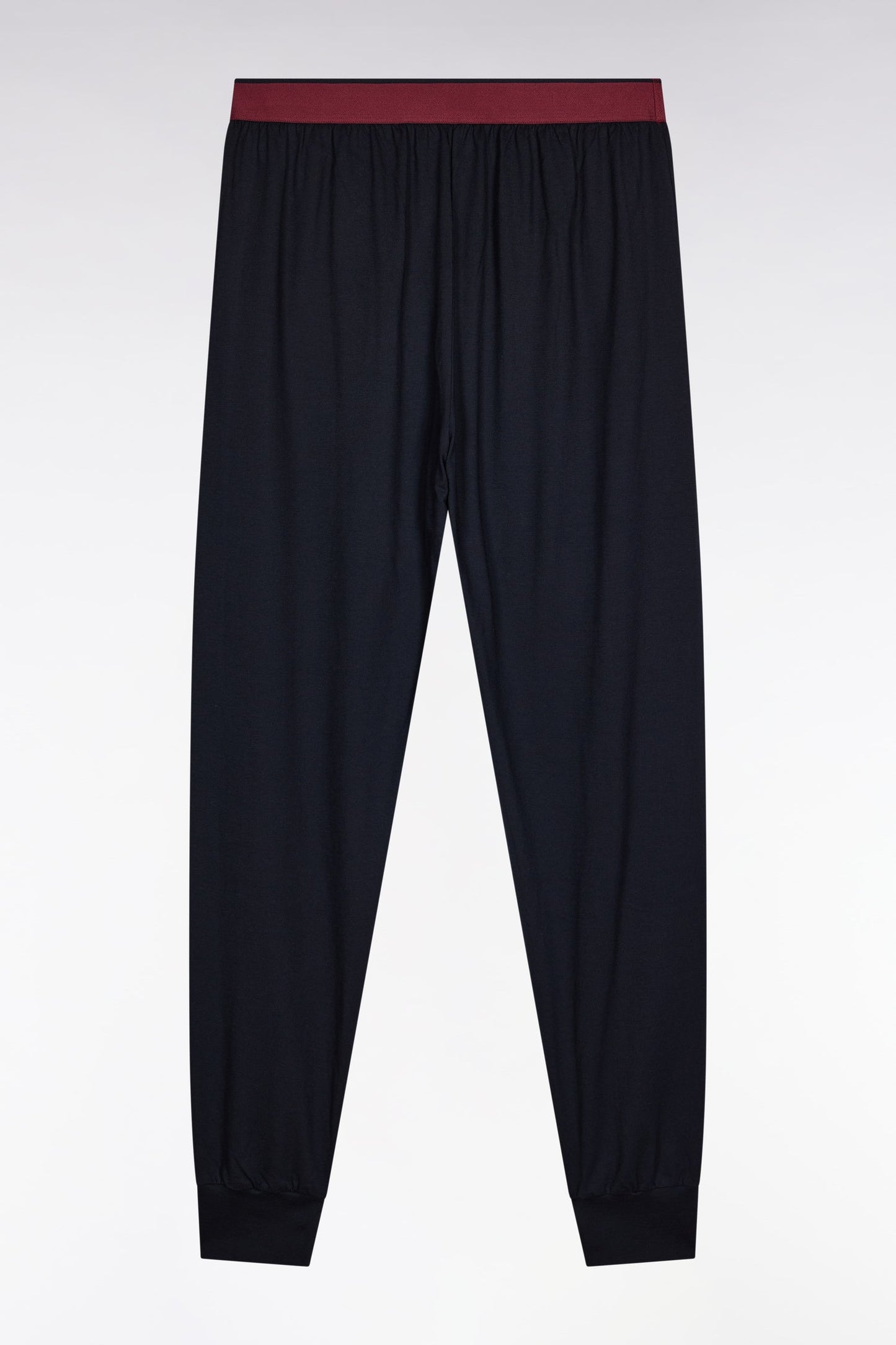Pyjama long en jersey de coton colorblock bordeaux