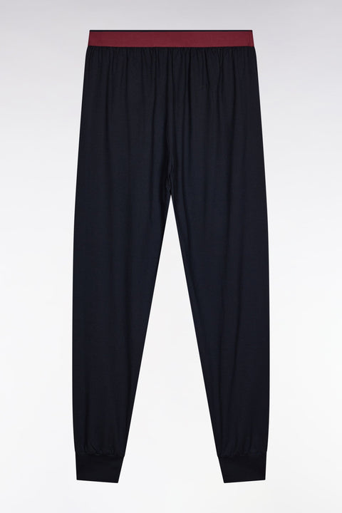 Pyjama long en jersey de coton colorblock bordeaux - Image 3