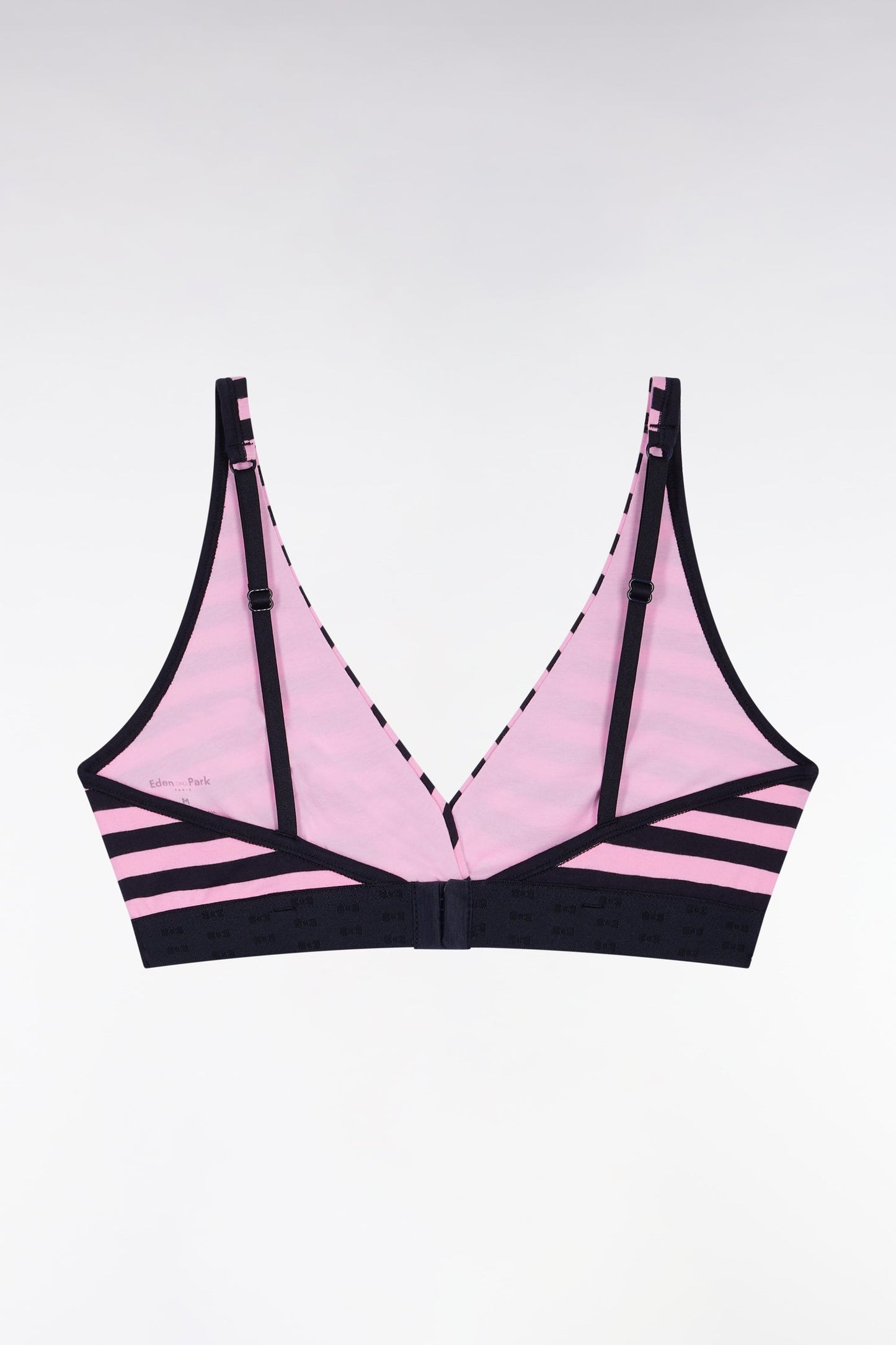 Soutien-gorge en jersey stretch cerclé rose et marine siglé