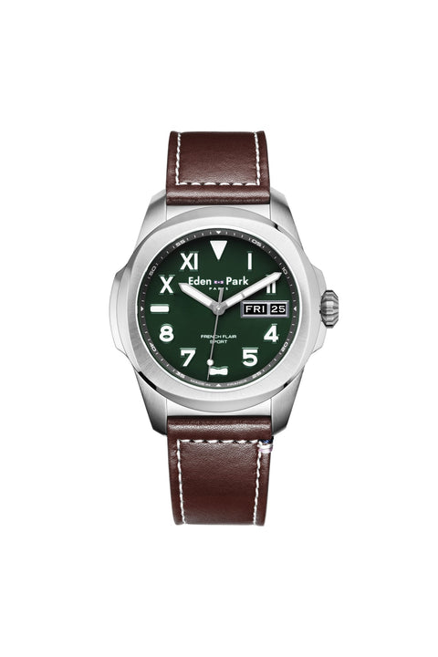 Montre à quartz Jour Date Verte - Image 1