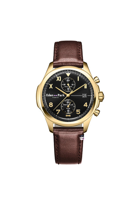 Montre à quartz Dual Time Noire et Or - Image 1
