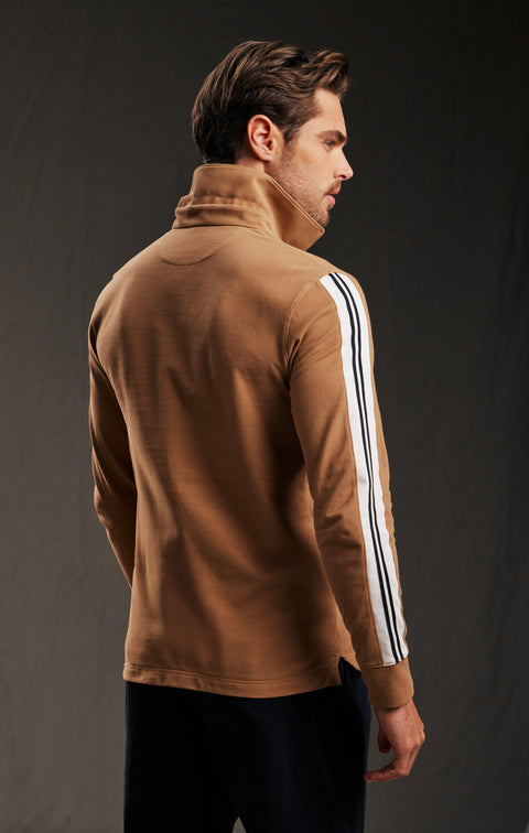 Maillot upcyclé PAP'ATELIER en coton camel à galons - Image 2
