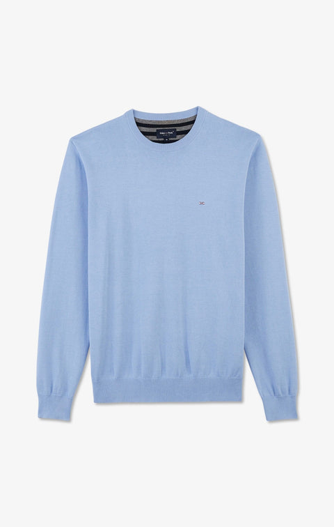 Pull bleu à col rond en coton - Image 2