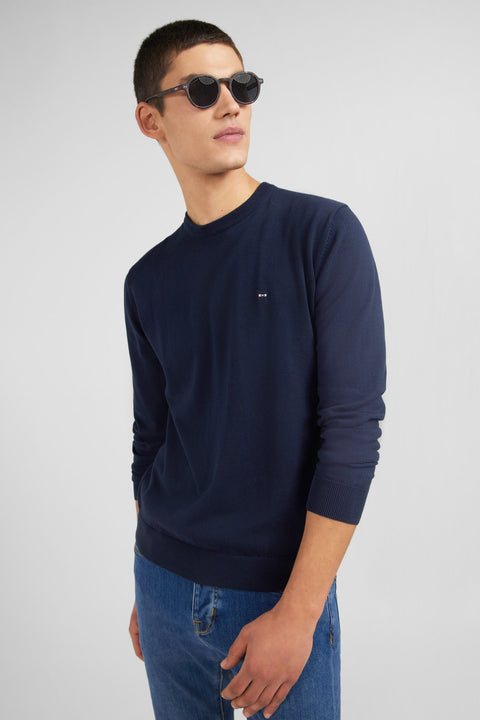 Pull bleu marine à col rond en coton - Image 3